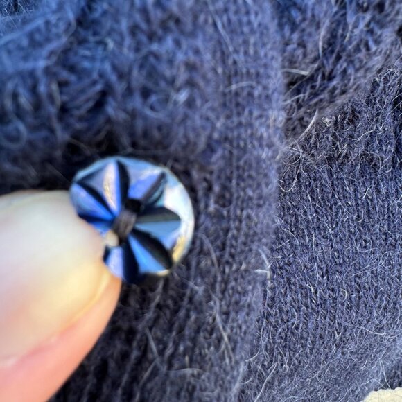 Rodier Paris Vintage Womens Navy Ribbed Knit Cardigan Front Button Closure Vest - Picture 6 of 8